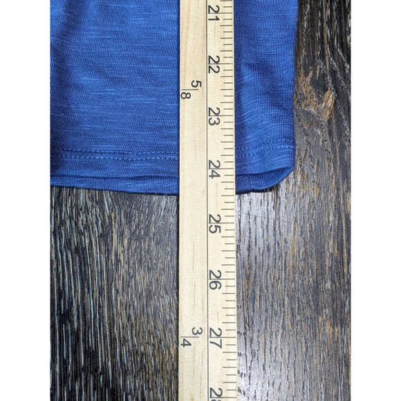 NWOT Belle Kim Gravel Slub Knit Double Ruffle V-Neck Top Indigo Sz M 229 - Picture 6 of 8